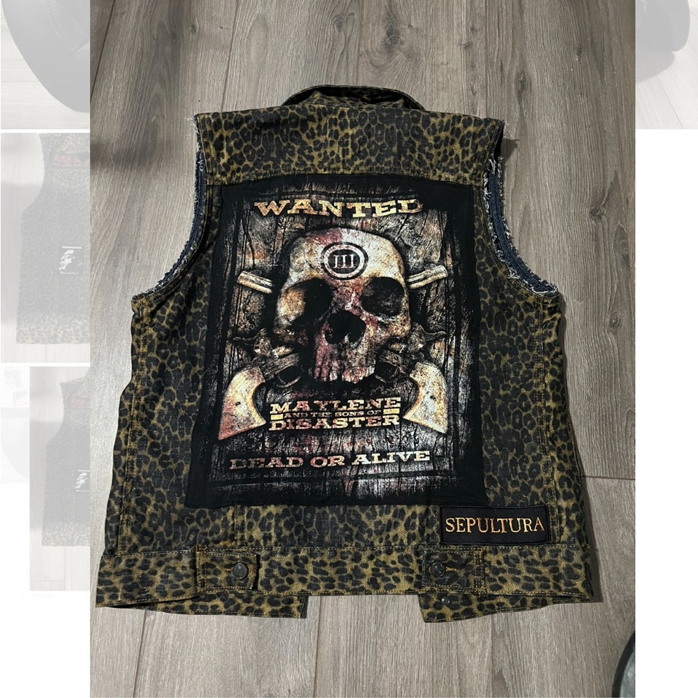 Kill city animal print vest with Maylene and the sons of disaster patch MATSOD